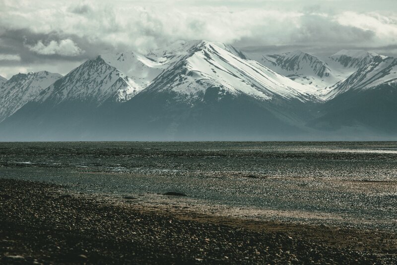 Snow-capped Mountains — Gray, Dramatic, Photograph, Clouds, Shore
