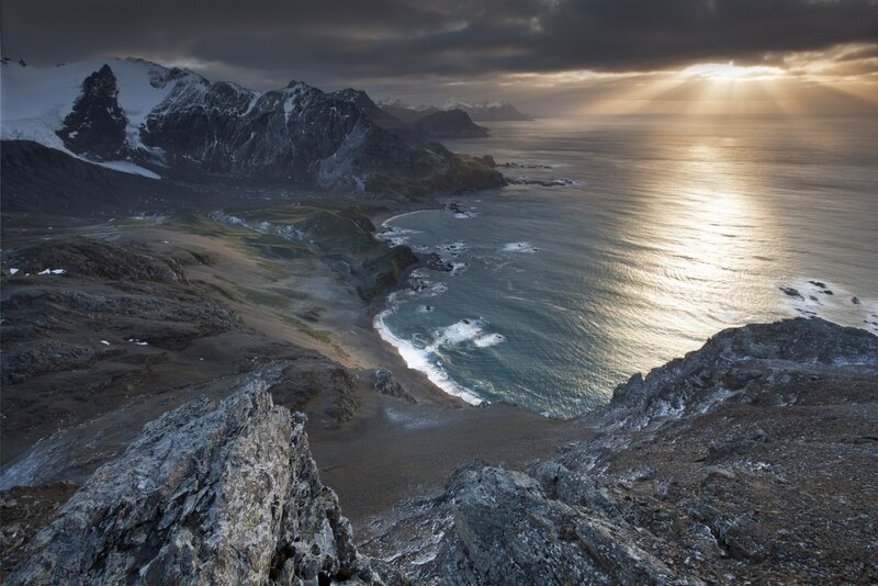 Snow-capped Mountains — Gray, Dramatic, Sunrise, Photograph, Ocean