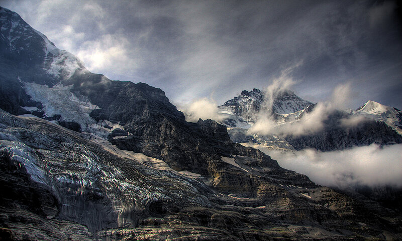 Snow-capped Mountains — Gray, Dramatic
