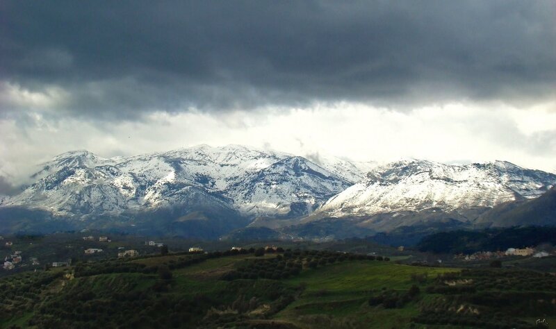 Snow-capped Mountains — Gray, Dramatic, Winter, Photograph, Clouds, Hills