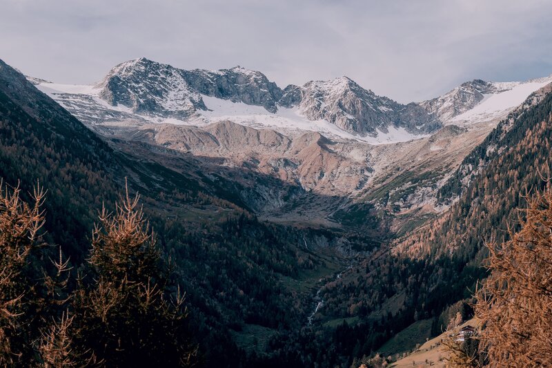 Snow-capped Mountains — Gray, Serene, Autumn, Photograph