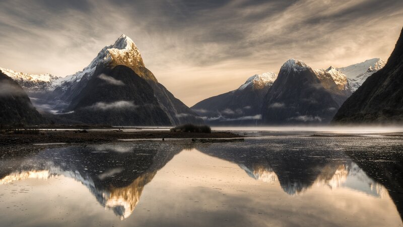 Snow-capped Mountains — Gray, Serene, Morning