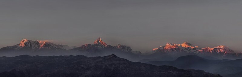 Snow-capped Mountains — Gray, Serene, Sunrise