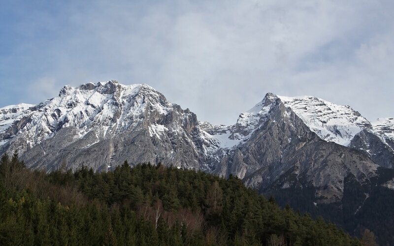 Snow-capped Mountains — Gray, Serene, Winter, Photograph