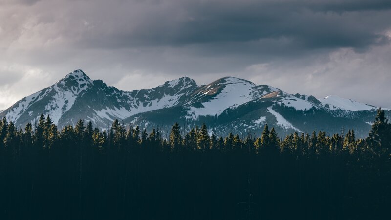 Snow-capped Mountains — Green, Dramatic, Afternoon, Photograph, Forest