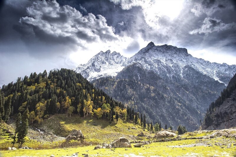 Snow-capped Mountains — Green, Dramatic, Afternoon, Photograph, Forests, Rocks