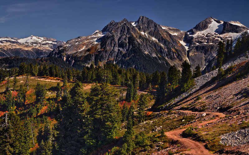 Snow-capped Mountains — Green, Dramatic, Afternoon, Photograph, Trees