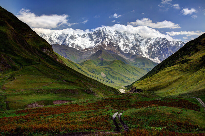 Snow-capped Mountains — Green, Dramatic, Afternoon, Photograph, Valley