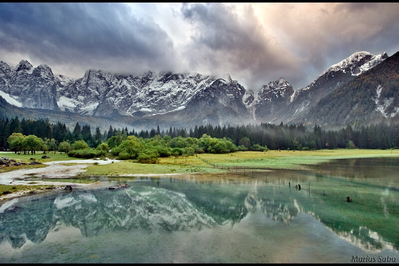 Snow-capped Mountains — Green, Dramatic, Morning