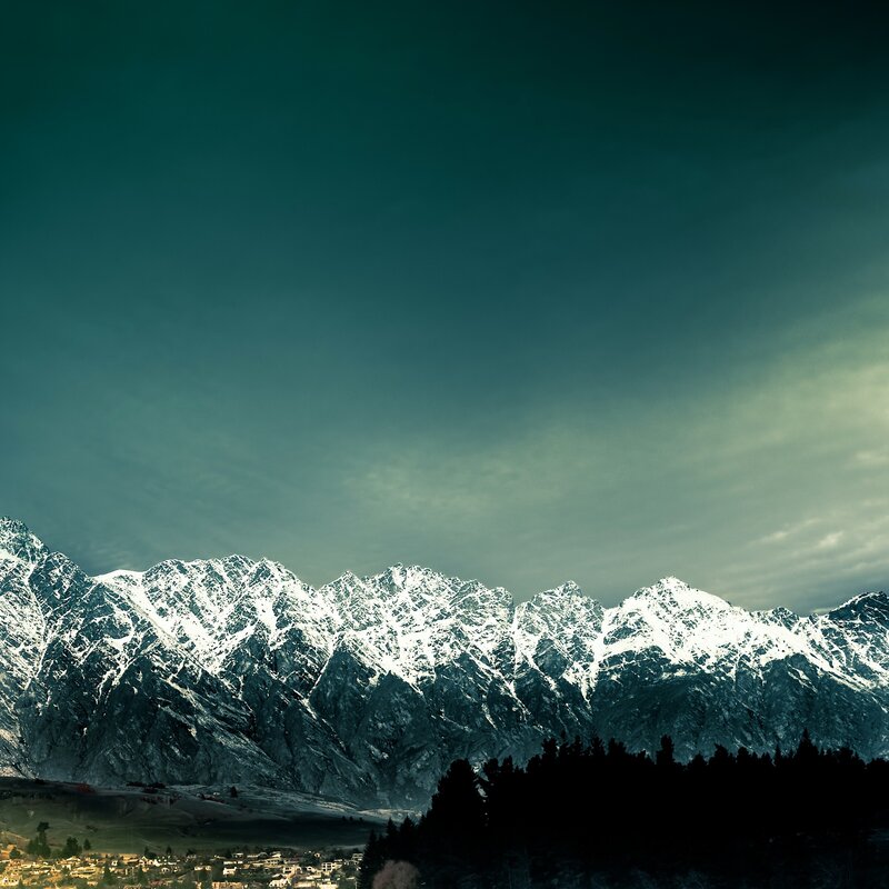 Snow-capped Mountains — Green, Dramatic, Photograph, Village