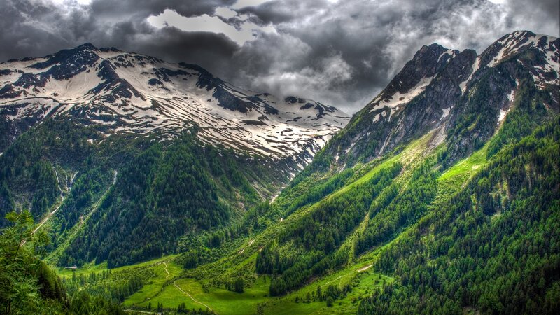 Snow-capped Mountains — Green, Dramatic, Summer