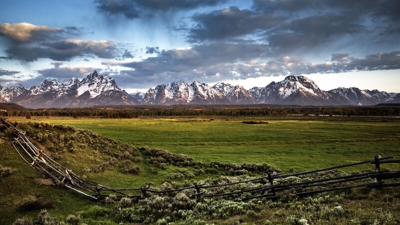 Snow-capped Mountains — Green, Dramatic, Sunrise, Photograph