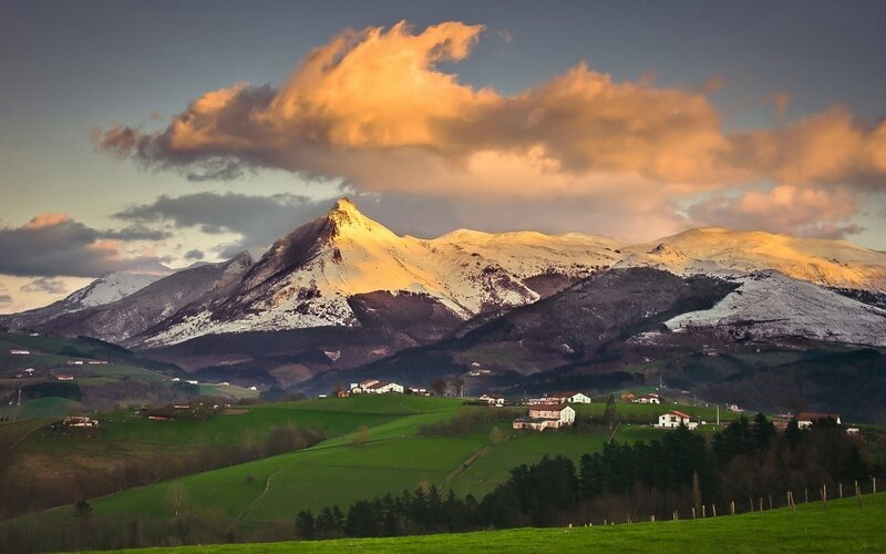 Snow-capped Mountains — Green, Dramatic, Sunset, Photograph, Clouds