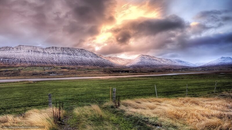Snow-capped Mountains — Green, Dramatic, Sunset, Photograph, Field