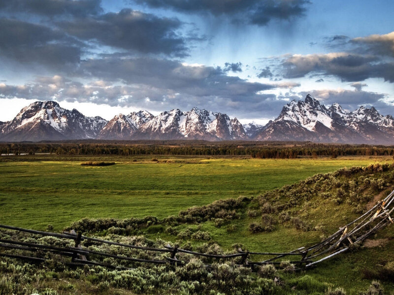 Snow-capped Mountains — Green, Dramatic, Sunset, Photograph, Green Field