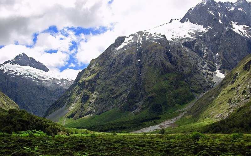 Snow-capped Mountains — Green, Gray