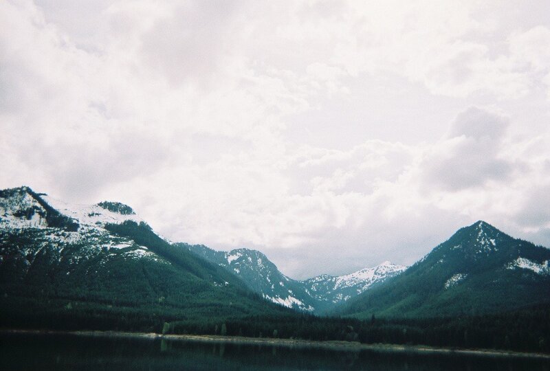 Snow-capped Mountains — Green, Overcast, Photograph, Lake