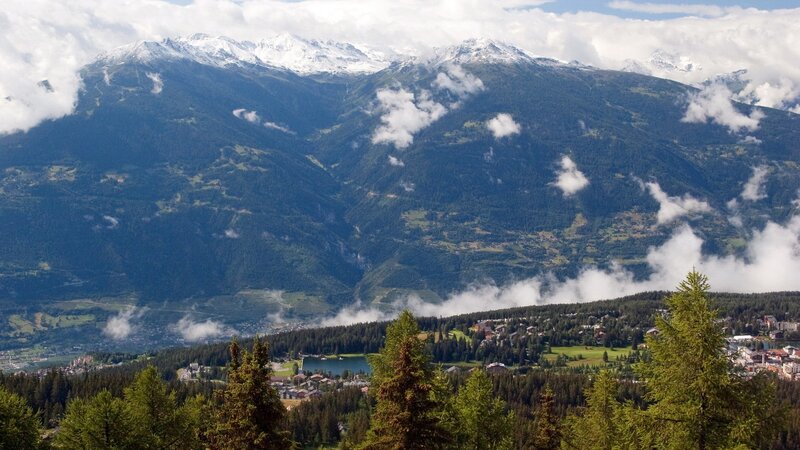 Snow-capped Mountains — Green, Serene, Afternoon, Photograph, Clouds, Forest, Village