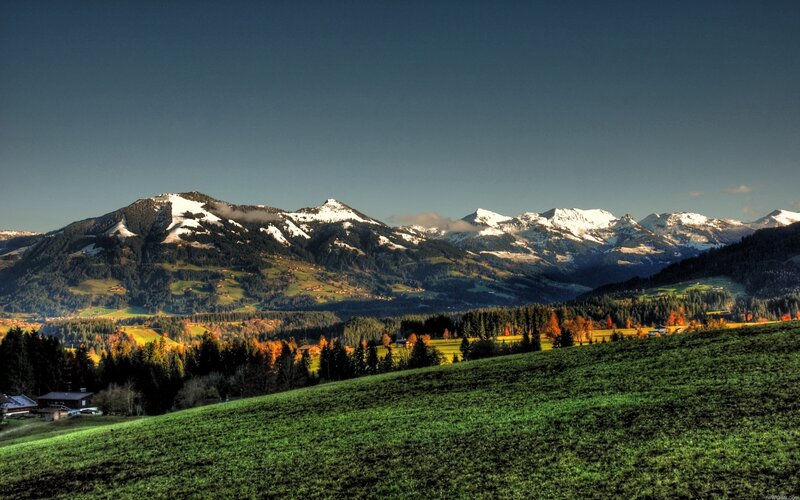 Snow-capped Mountains — Green, Serene, Afternoon, Photograph, Forests, Valley, Blue