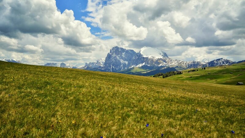 Snow-capped Mountains — Green, Serene, Afternoon, Photograph, Grass Field