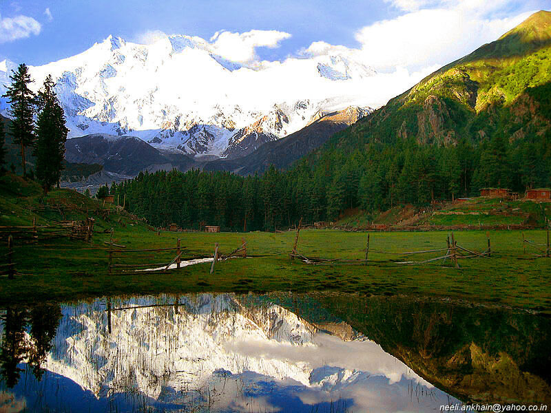 Snow-capped Mountains — Green, Serene, Afternoon, Photograph, Lake