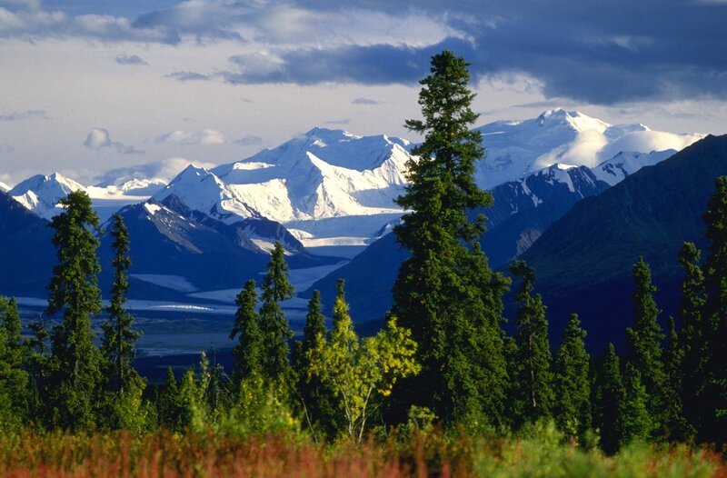 Snow-capped Mountains — Green, Serene, Afternoon, Photograph, Trees, Glacier
