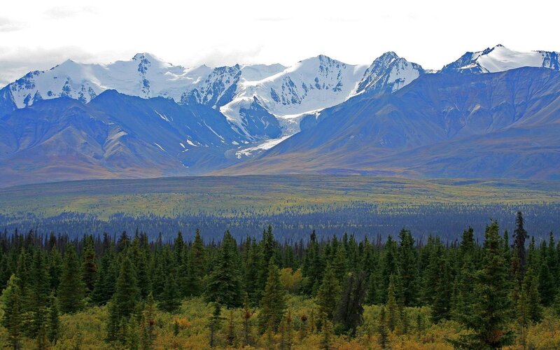 Snow-capped Mountains — Green, Serene, Autumn, Photograph, Forest, Valley