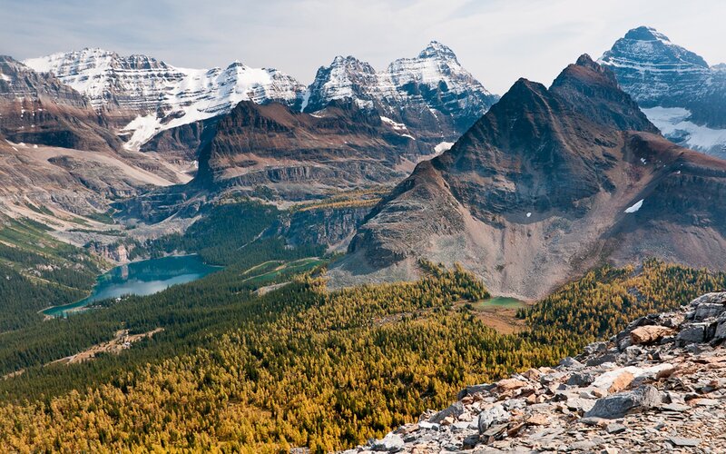 Snow-capped Mountains — Green, Serene, Autumn, Photograph, Lake, Forest