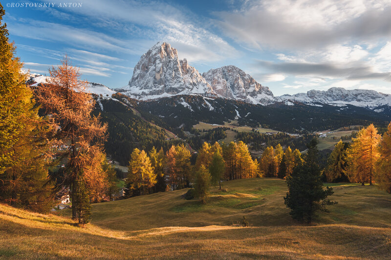 Snow-capped Mountains — Green, Serene, Autumn, Photograph, Trees, Valley, Sky