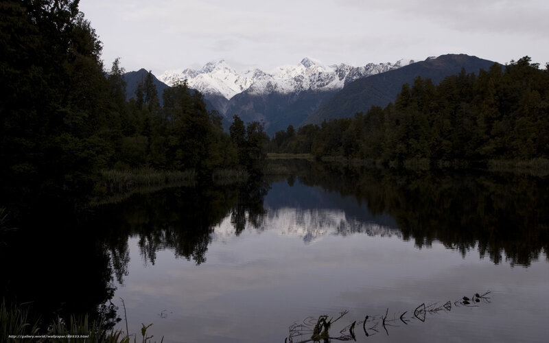 Snow-capped Mountains — Green, Serene, Morning, Photograph, Lake