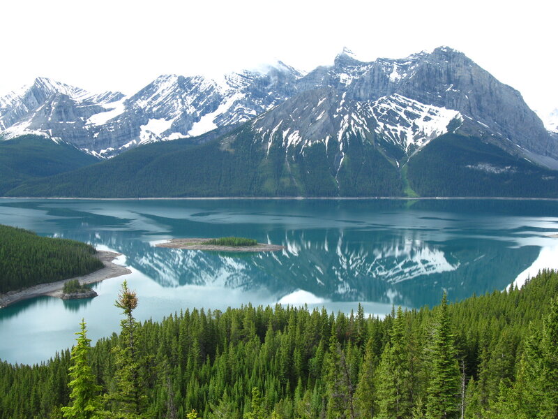 Snow-capped Mountains — Green, Serene, Photograph, Lake