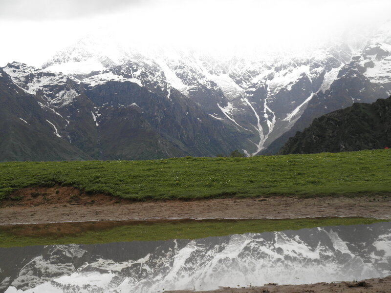 Snow-capped Mountains — Green, Serene, Photograph