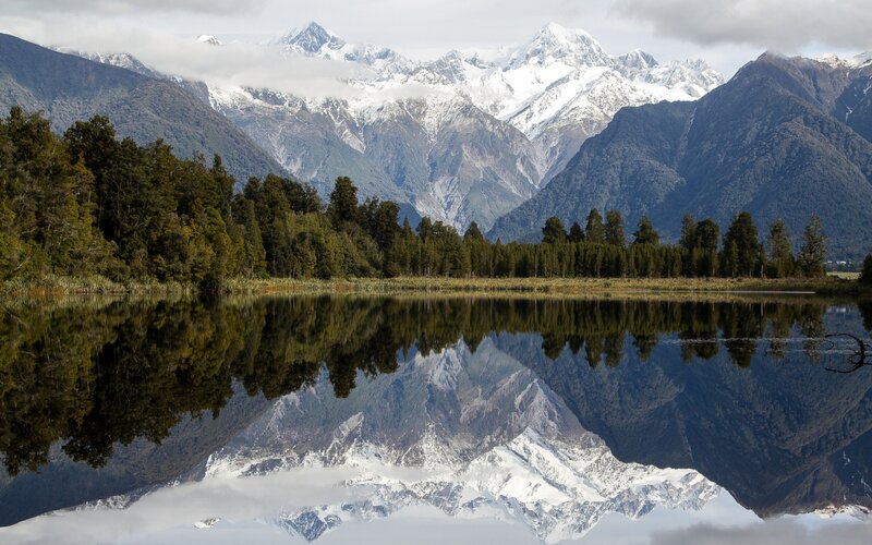 Snow-capped Mountains — Green, Serene, Photograph, Trees