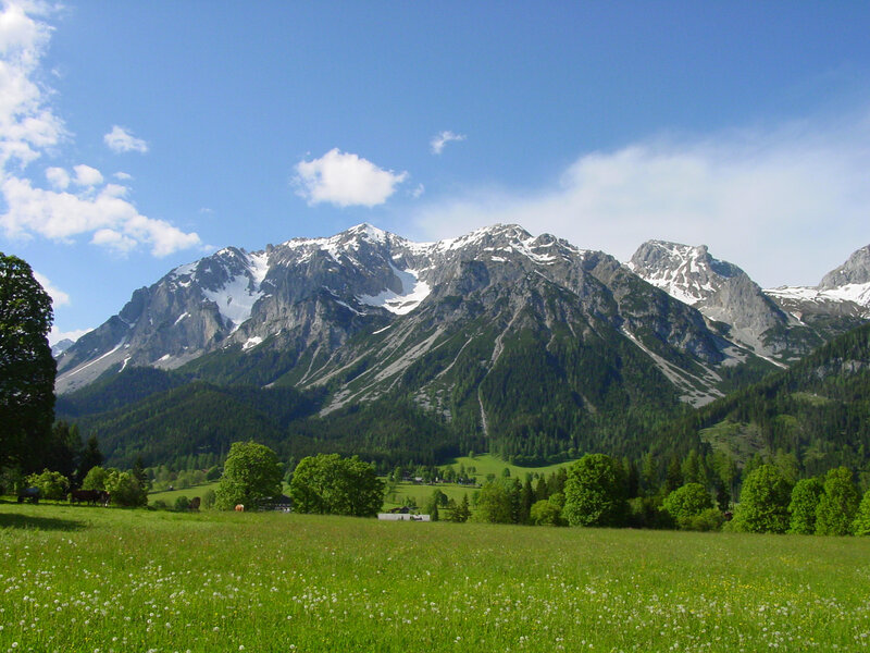 Snow-capped Mountains — Green, Serene, Summer, Photograph