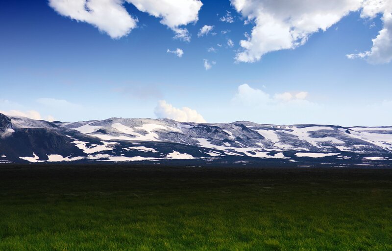 Snow-capped Mountains — Green, Serene