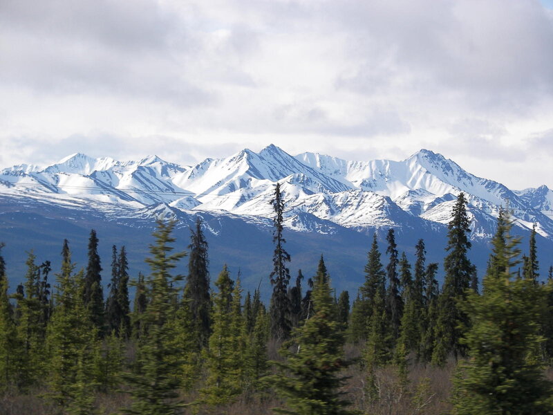Snow-capped Mountains — Green, Serene, Winter, Photograph, Forest