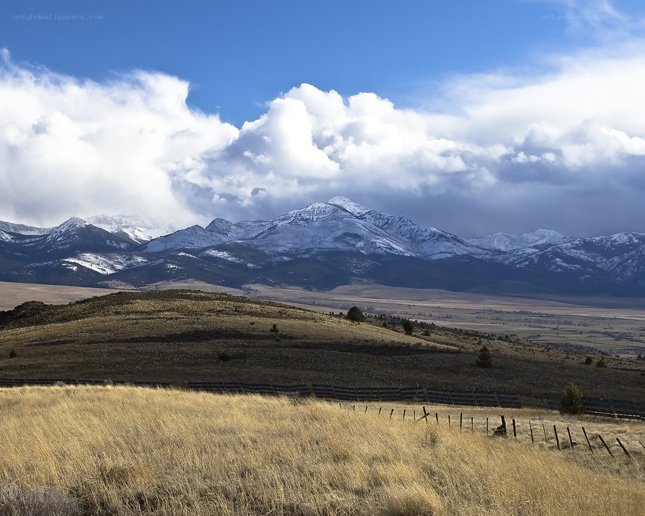 Snow-capped mountains in a valley