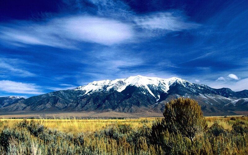 Snow-capped mountains in a valley