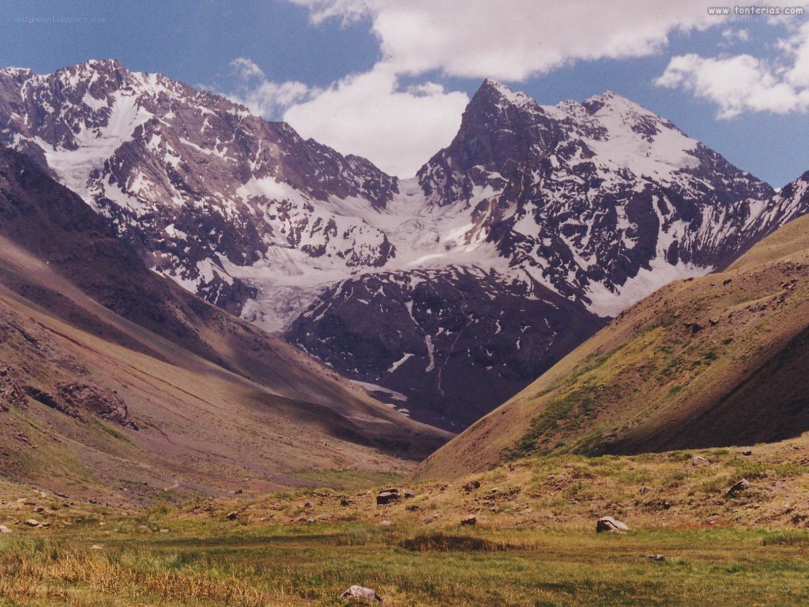 Snow-capped mountains in a valley