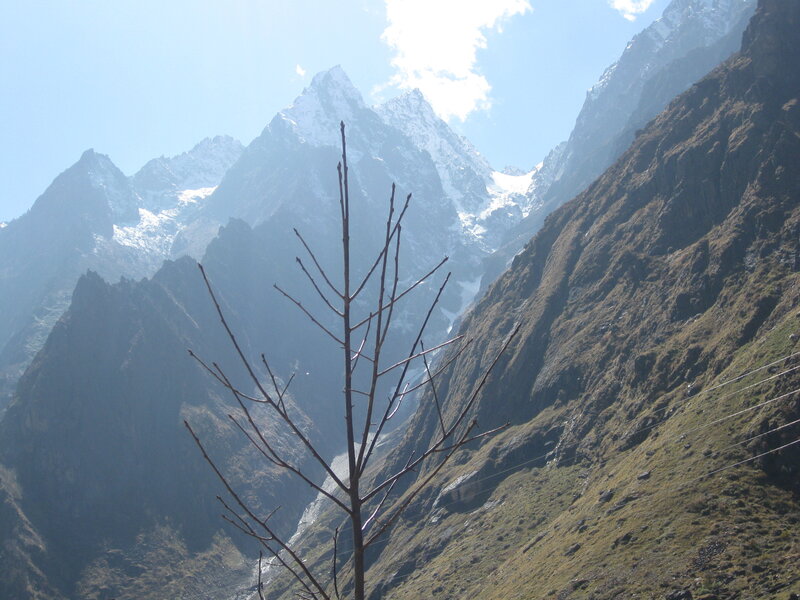 Snow-capped mountains in a valley