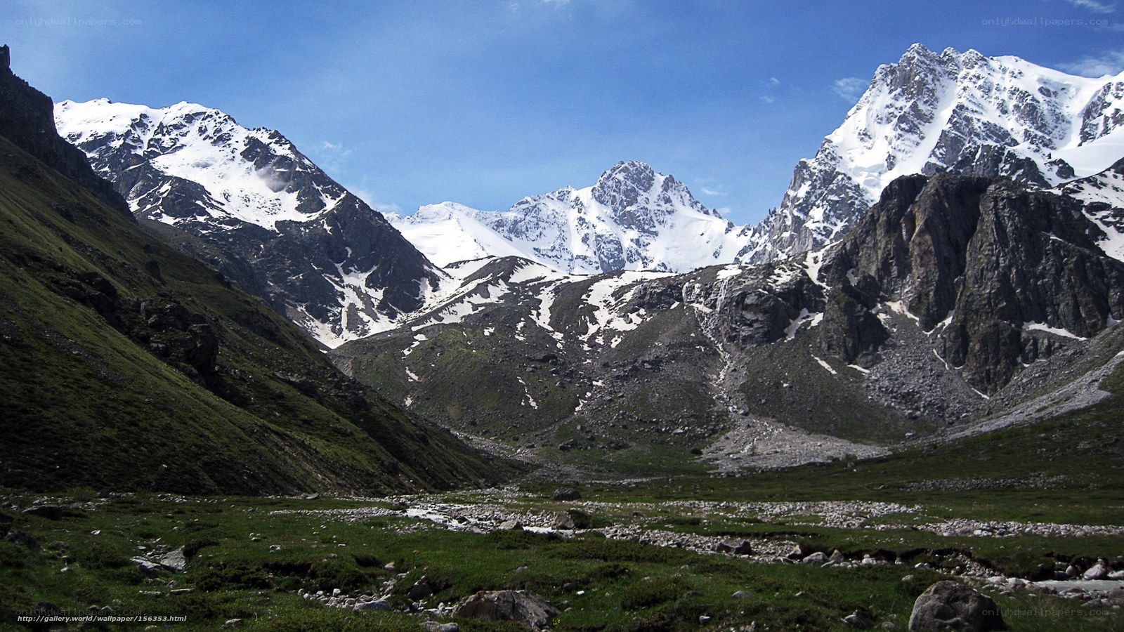 Snow-capped mountains in a valley