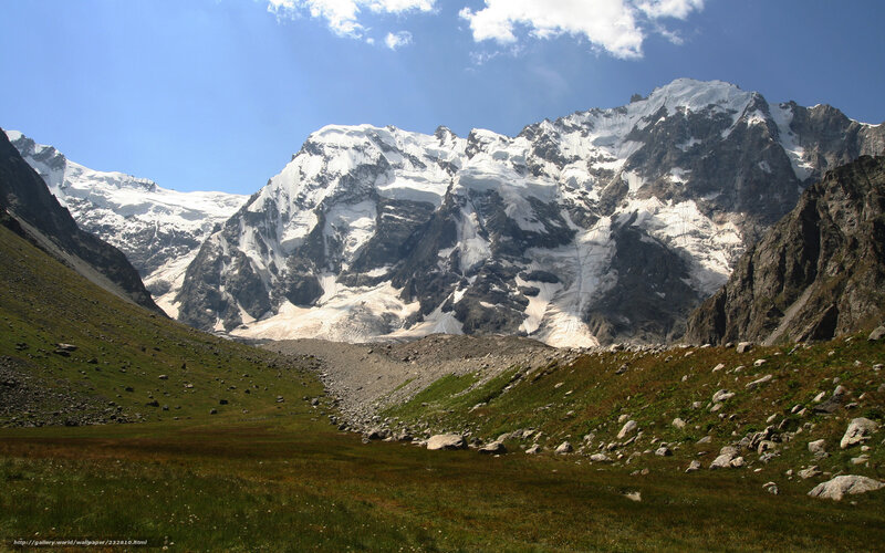 Snow-capped mountains in a valley