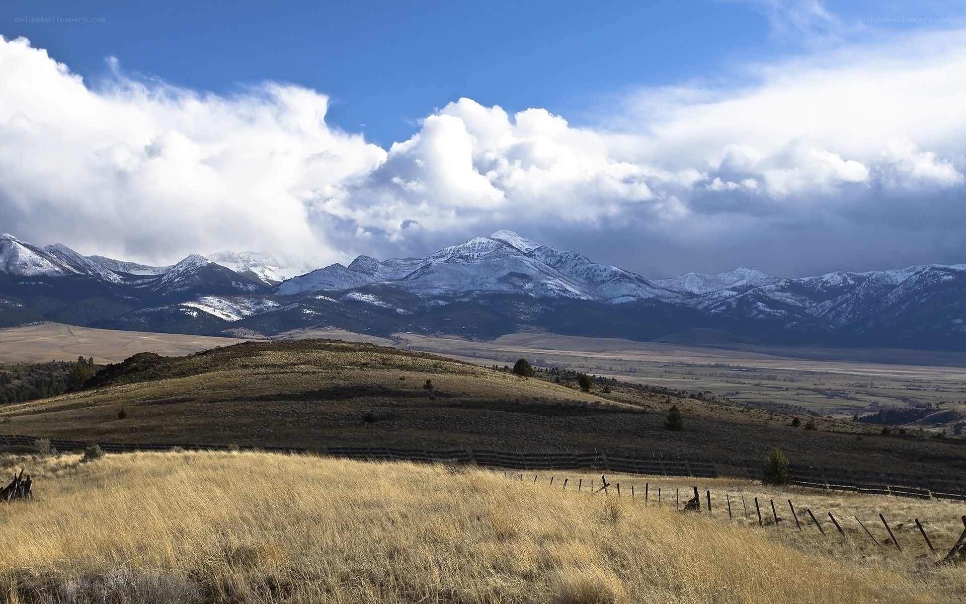 Snow-capped mountains in a valley