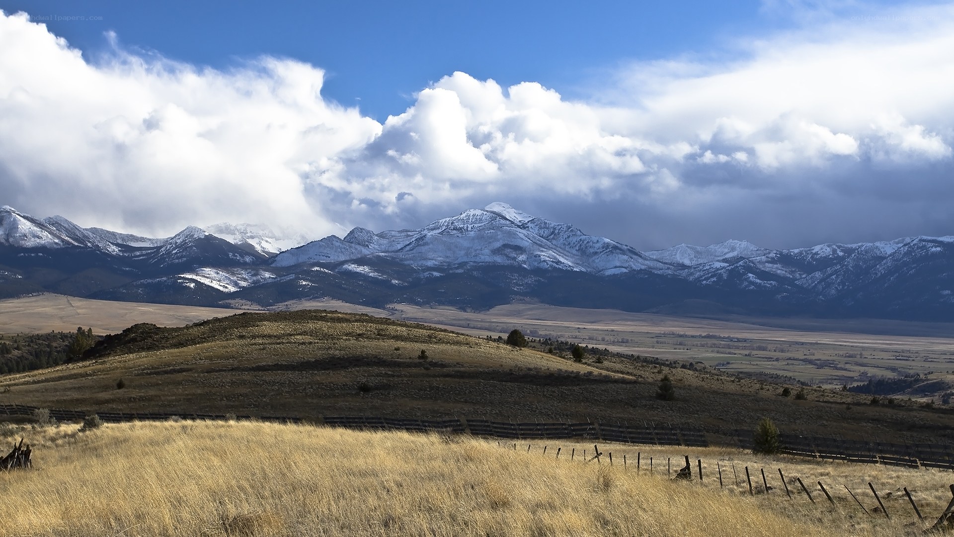 Snow-capped mountains in a valley