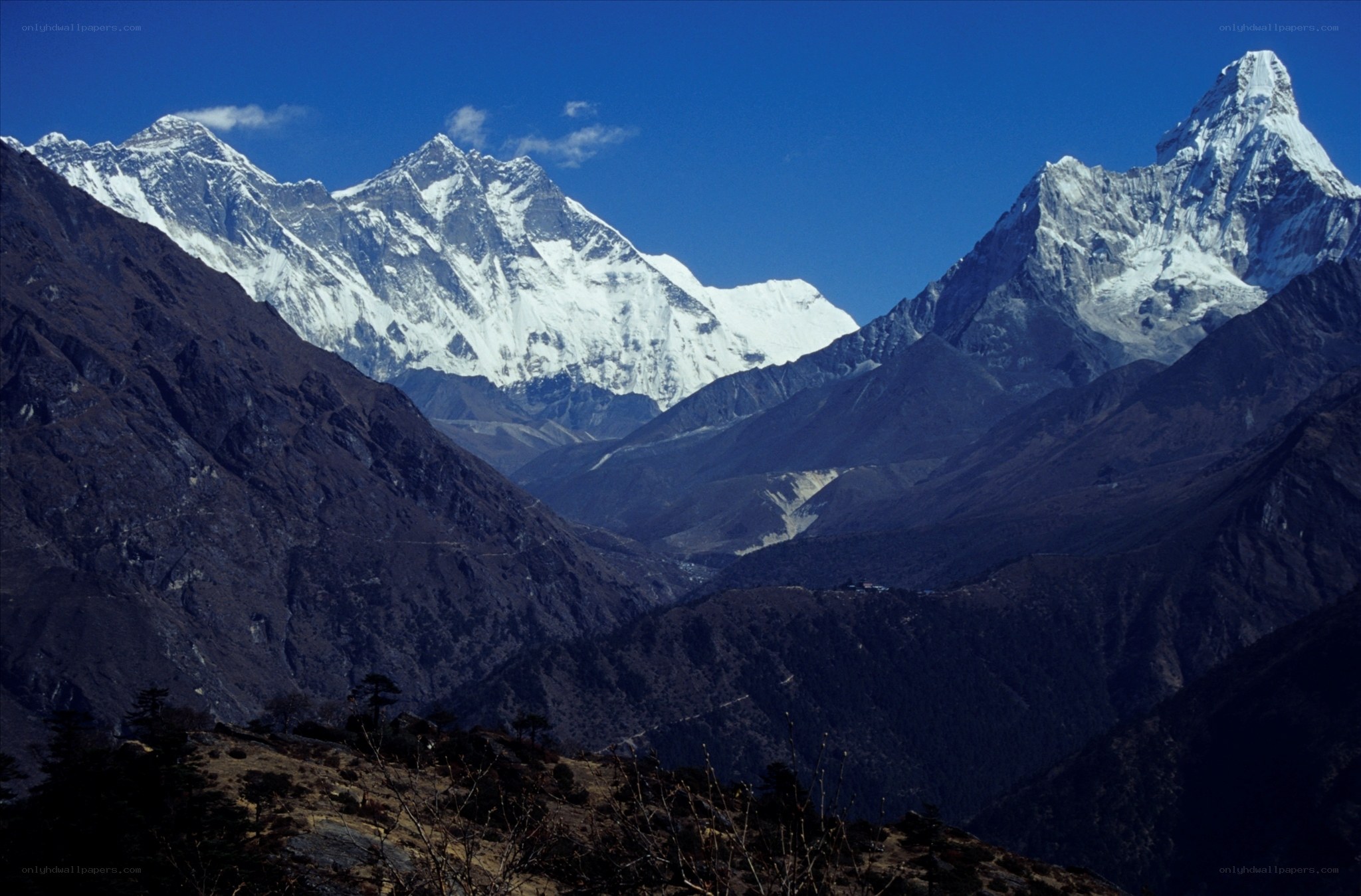 Snow-capped mountains in a valley