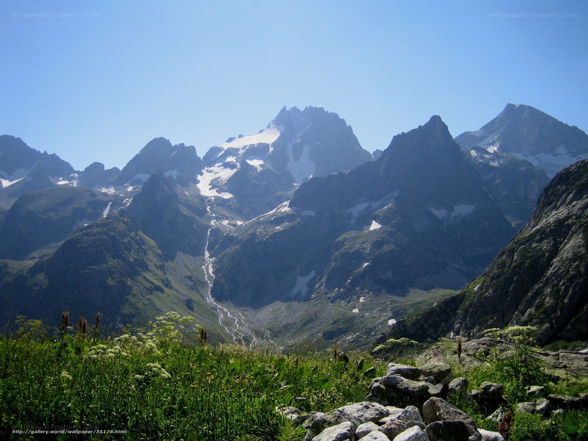 Snow-capped mountains in a valley