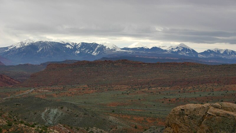 snow-capped mountains in desert