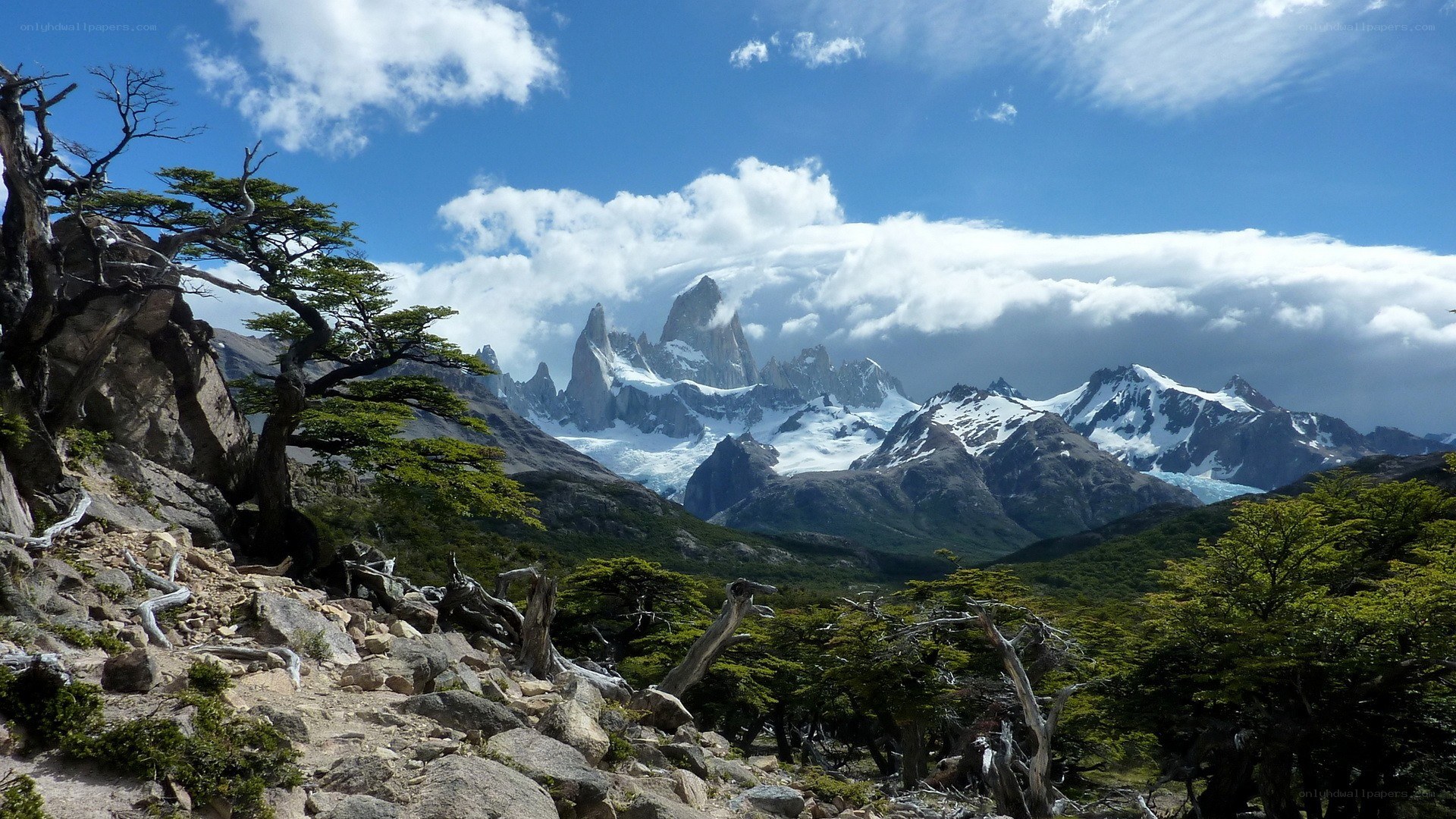 Snow-capped mountains in Patagonia