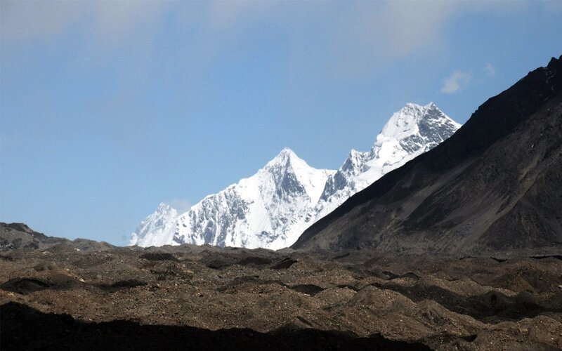 snow-capped mountains in rocky landscape