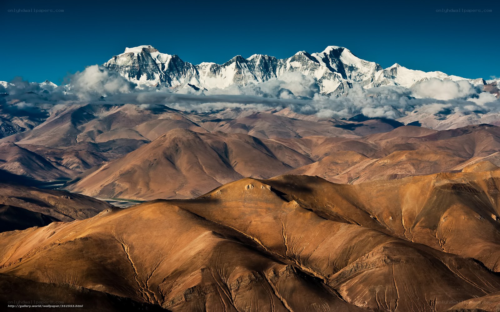 Snow-capped mountains in Tibet